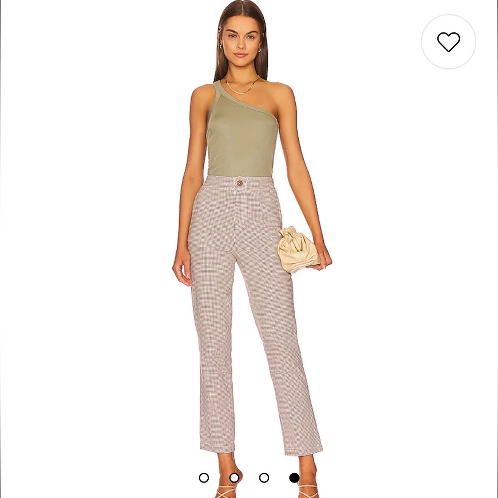 Free People Kate Plaid Straight Leg Pant Brown and White size S